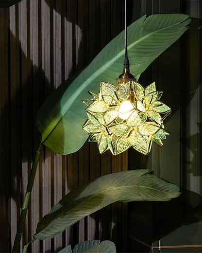 Suspension Capiz en Coquillage - Élégante Lampe en Métal et Verre pour Salon et Salle à Manger
