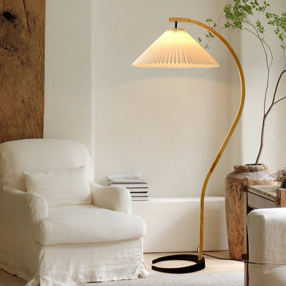Lampe sur Pied Caprani – Design Scandinave 70’s avec Base en Bois et Métal