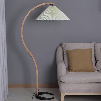 Lampe sur Pied Caprani – Design Scandinave 70’s avec Base en Bois et Métal