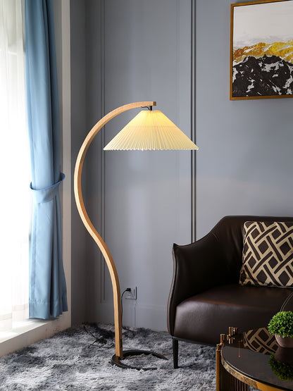 Lampe sur Pied Caprani – Design Scandinave 70’s avec Base en Bois et Métal