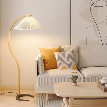 Lampe sur Pied Caprani – Design Scandinave 70’s avec Base en Bois et Métal