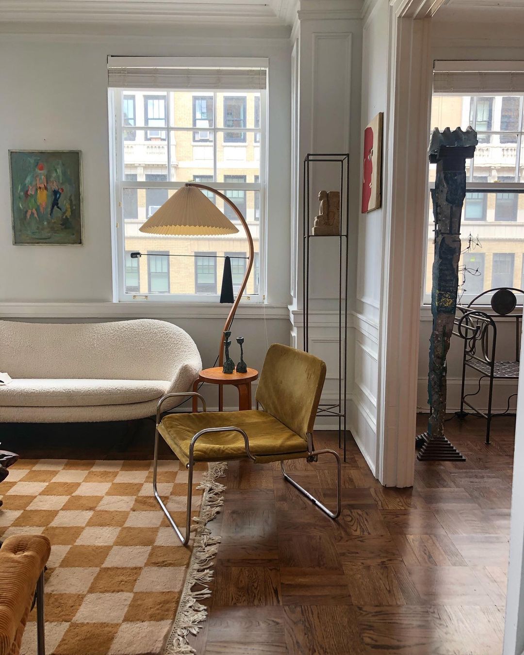 Lampe sur Pied Caprani – Design Scandinave 70’s avec Base en Bois et Métal