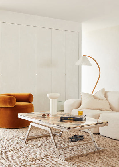 Lampe sur Pied Caprani – Design Scandinave 70’s avec Base en Bois et Métal