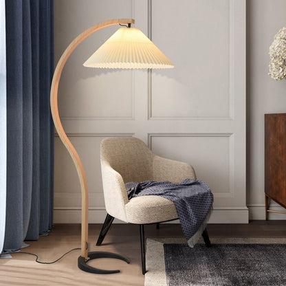Lampe sur Pied Caprani – Design Scandinave 70’s avec Base en Bois et Métal