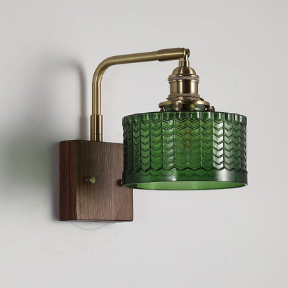 Applique Murale Camela – Éclairage Rustique avec Verre Artisanal et Base en Bois