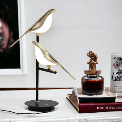Lampe de Bureau LED BirdLamp – Design Postmoderne en Or Galvanisé