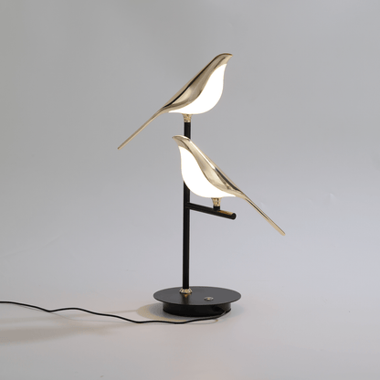Lampe de Bureau LED BirdLamp – Design Postmoderne en Or Galvanisé