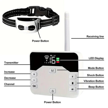 Clôture Sans Fil & Collier de Dressage 2-en-1 pour Chien – Étanche, Rechargeable, Portée 300 m