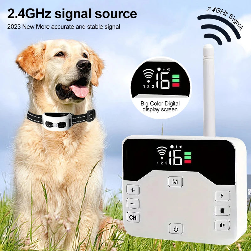 Clôture Sans Fil & Collier de Dressage 2-en-1 pour Chien – Étanche, Rechargeable, Portée 300 m