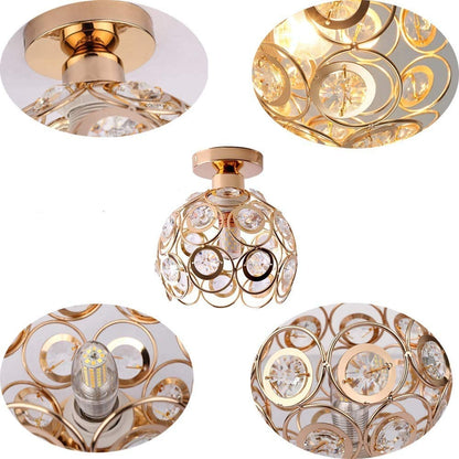Suspension Hallway Fancy Gold - Lustre Élégant en Or et Cristal pour Couloir