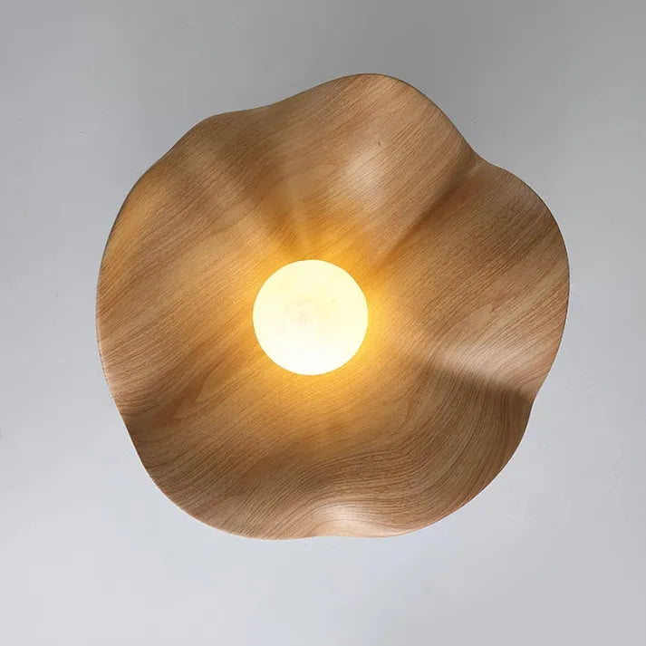Plafonnier Lotus en Bois Nordic – Lampe Design en Résine et Métal, Inspiration Naturelle pour Salon ou Chambre