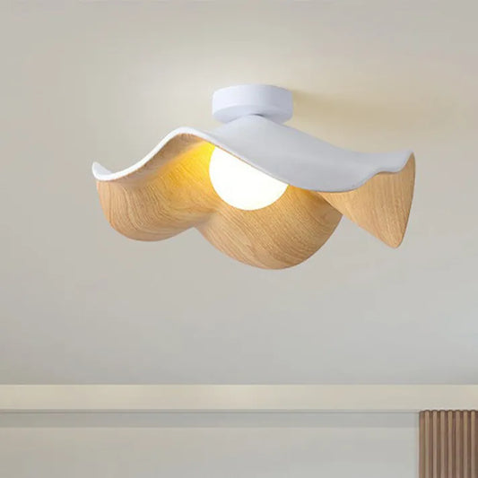 Plafonnier Lotus en Bois Nordic – Lampe Design en Résine et Métal, Inspiration Naturelle pour Salon ou Chambre