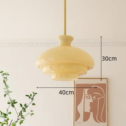 Suspension Bauhaus en Verre Crème Jaune - Élégance Vintage et Design Moderne