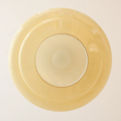 Suspension Bauhaus en Verre Crème Jaune - Élégance Vintage et Design Moderne