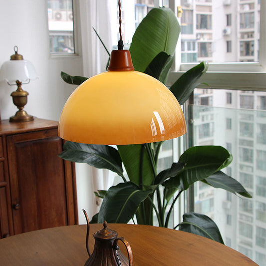 Lampe Pendante Ferme en Verre Ambre - Design Vintage Rustique