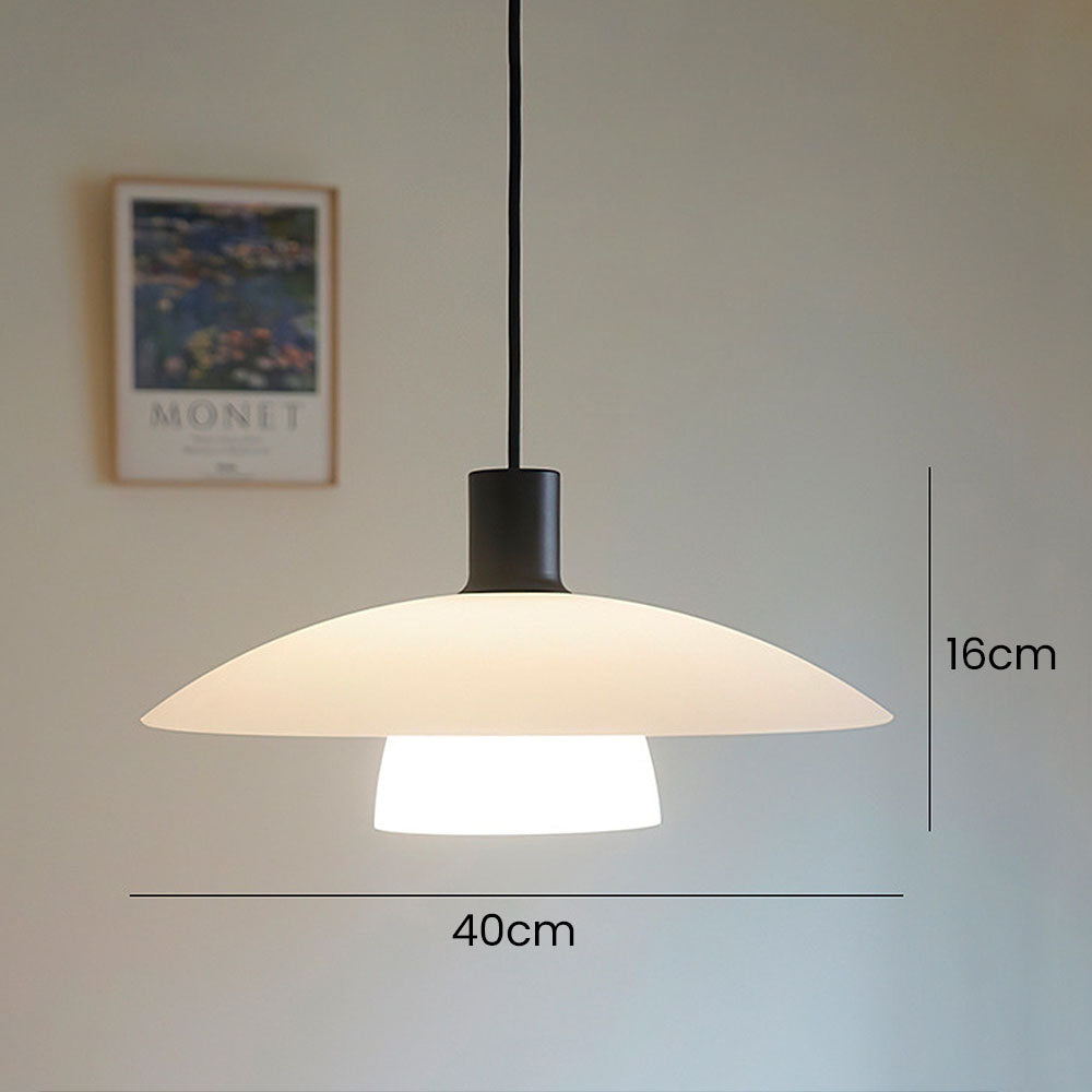 Suspension Minimaliste en Verre Blanc – Lampe Moderne à Design Épuré