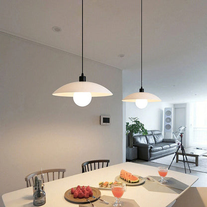 Suspension Minimaliste en Verre Blanc – Lampe Moderne à Design Épuré