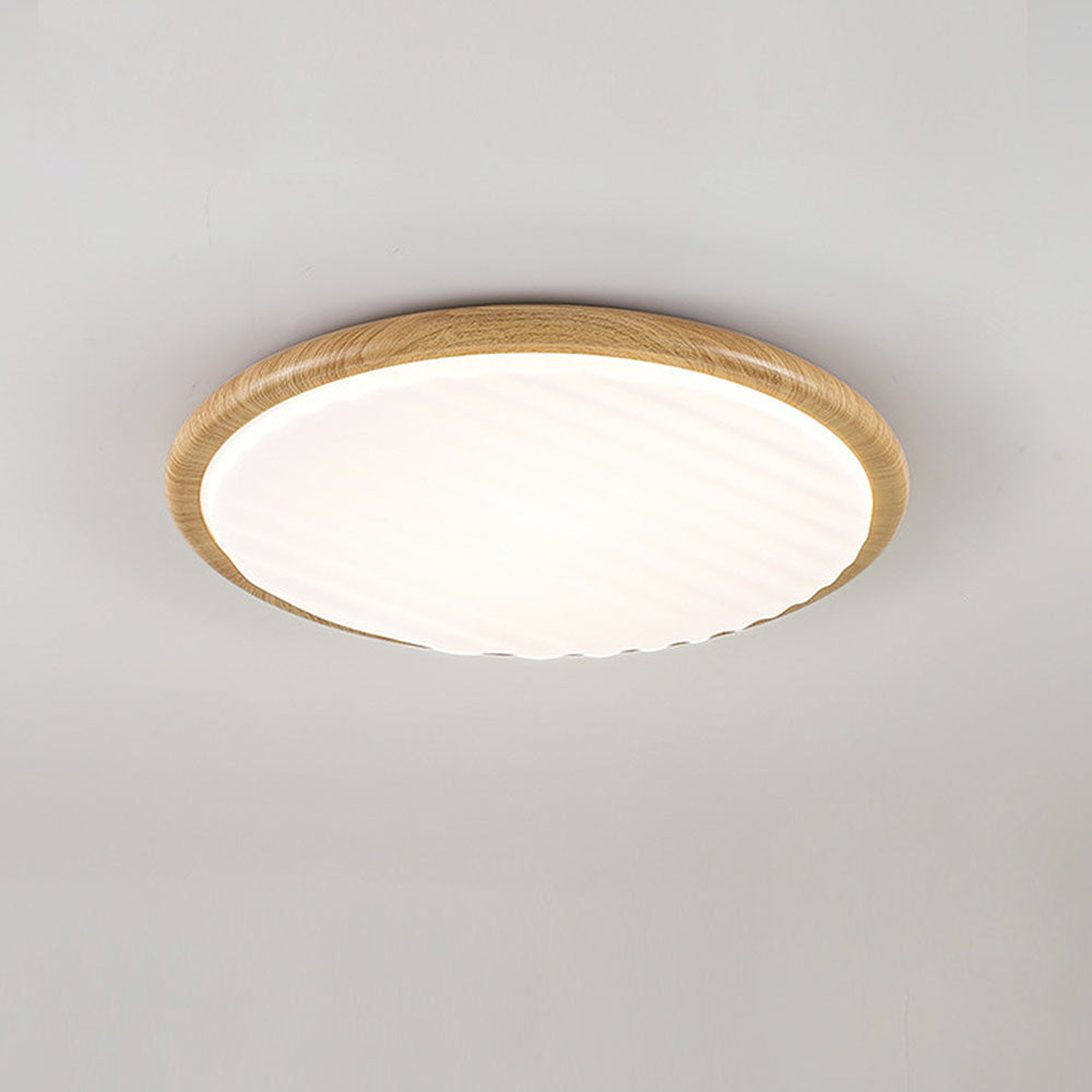 Plafonnier LED Rond Wooden Wrinkles - Design Naturel et Moderne pour Chambre