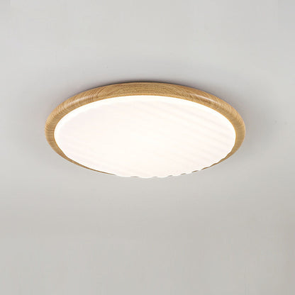 Plafonnier LED Rond Wooden Wrinkles - Design Naturel et Moderne pour Chambre