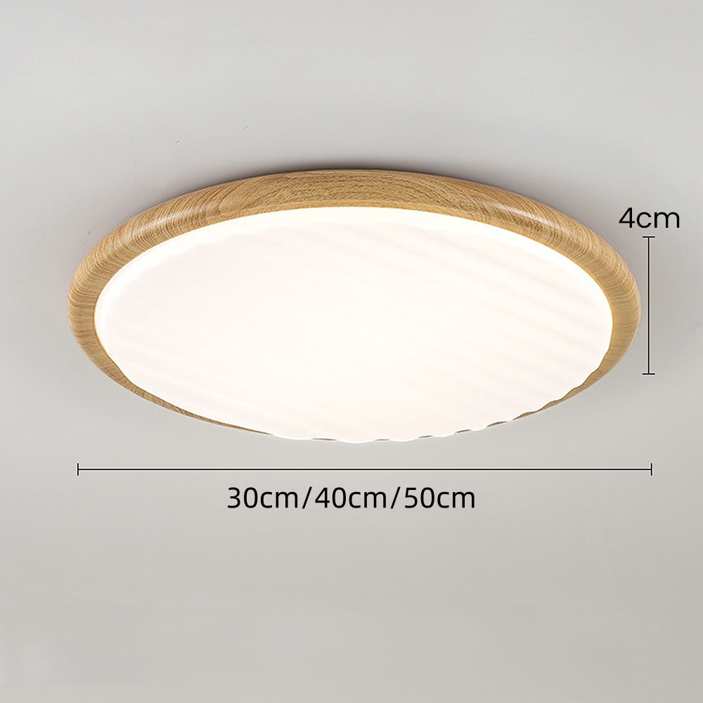 Plafonnier LED Rond Wooden Wrinkles - Design Naturel et Moderne pour Chambre