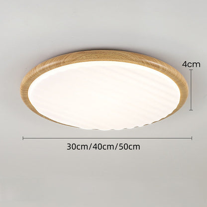 Plafonnier LED Rond Wooden Wrinkles - Design Naturel et Moderne pour Chambre