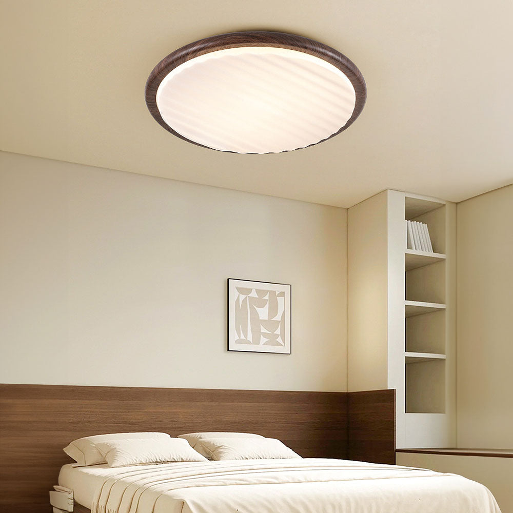 Plafonnier LED Rond Wooden Wrinkles - Design Naturel et Moderne pour Chambre