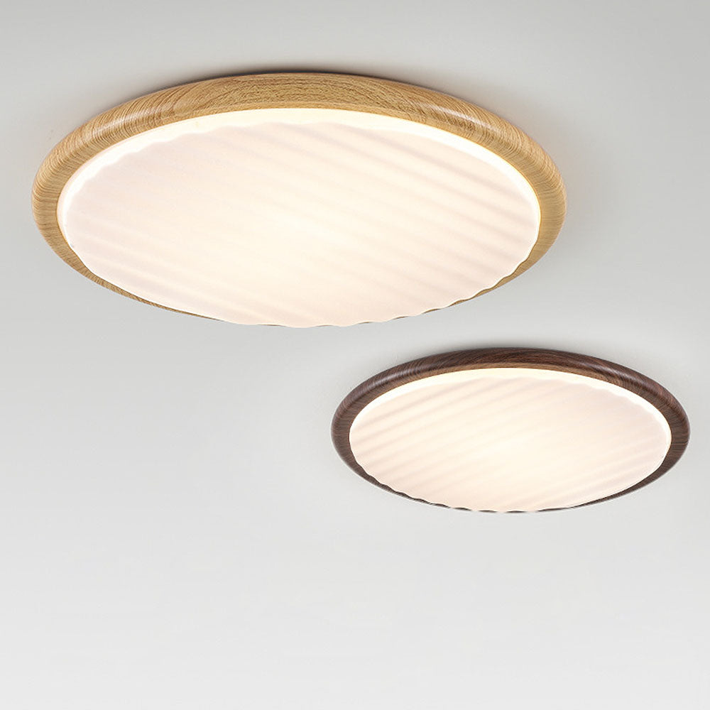 Plafonnier LED Rond Wooden Wrinkles - Design Naturel et Moderne pour Chambre