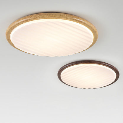 Plafonnier LED Rond Wooden Wrinkles - Design Naturel et Moderne pour Chambre
