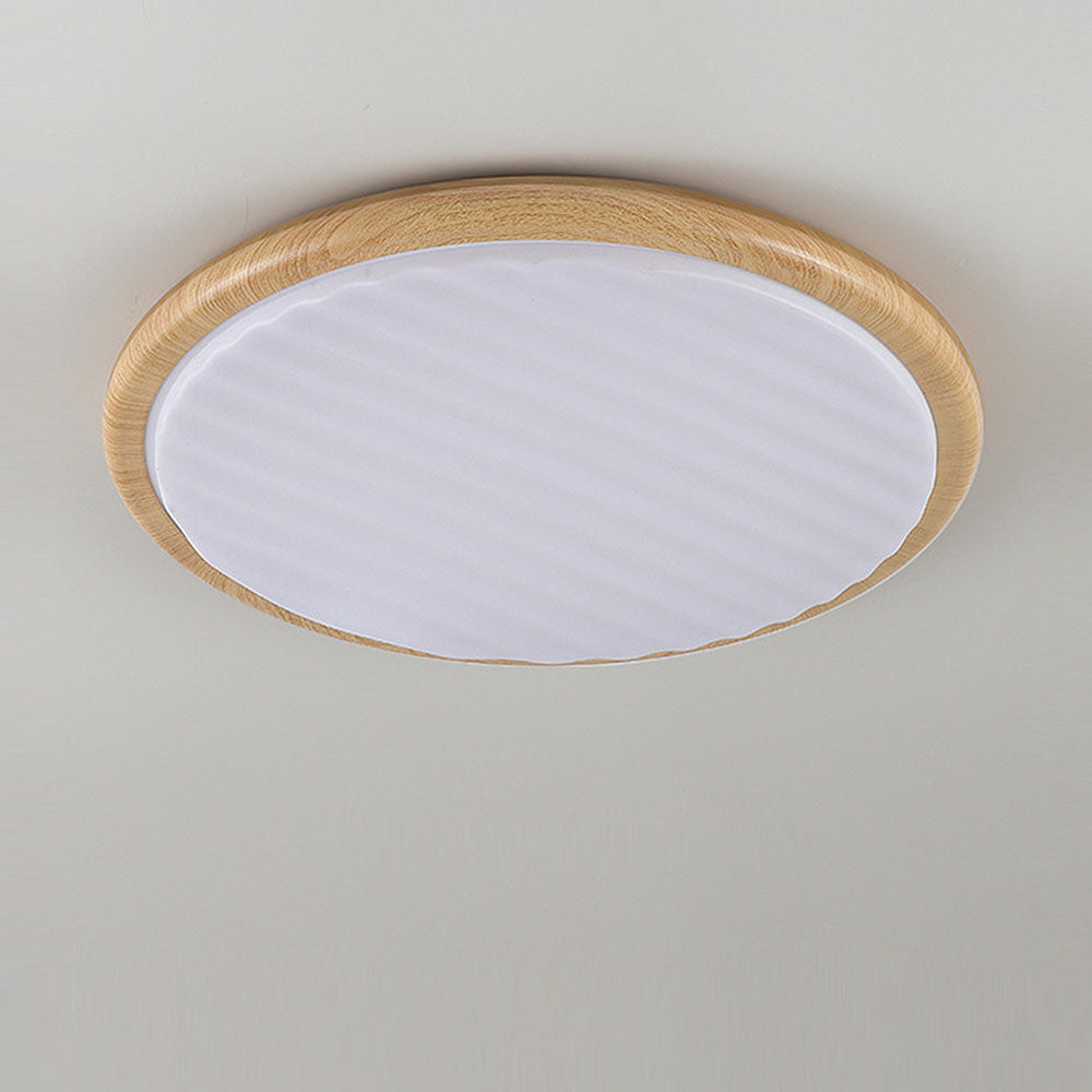 Plafonnier LED Rond Wooden Wrinkles - Design Naturel et Moderne pour Chambre