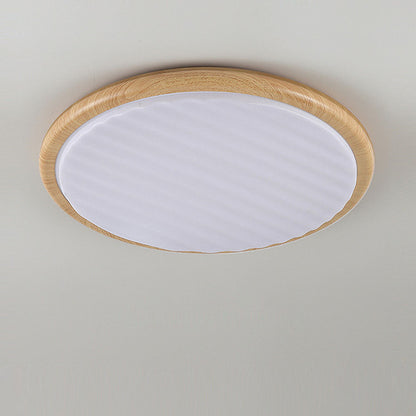 Plafonnier LED Rond Wooden Wrinkles - Design Naturel et Moderne pour Chambre
