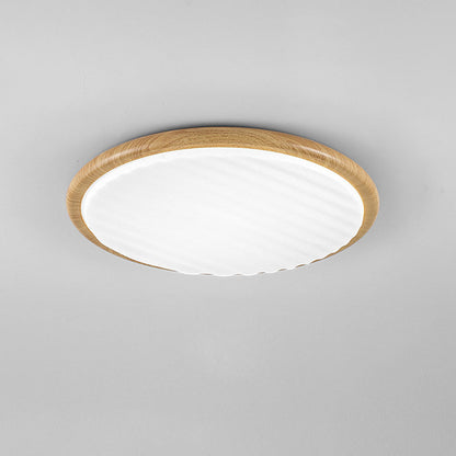 Plafonnier LED Rond Wooden Wrinkles - Design Naturel et Moderne pour Chambre