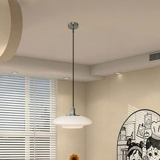 Suspension Moderne en Verre Blanc - Lampe Design Épuré E27
