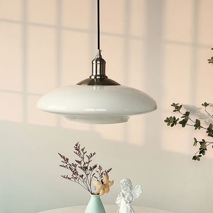 Suspension Moderne en Verre Blanc - Lampe Design Épuré E27