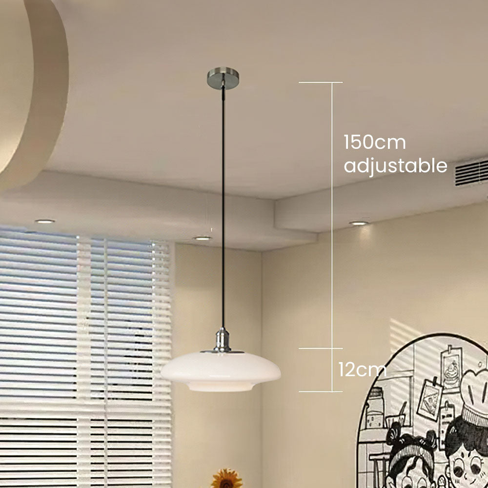 Suspension Moderne en Verre Blanc - Lampe Design Épuré E27