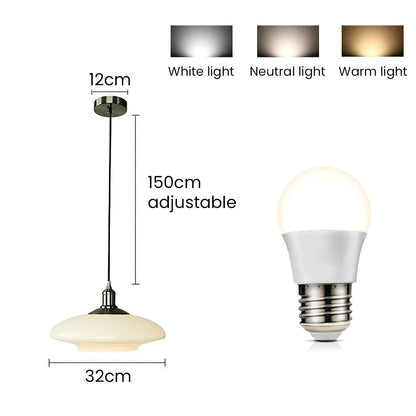 Suspension Moderne en Verre Blanc - Lampe Design Épuré E27