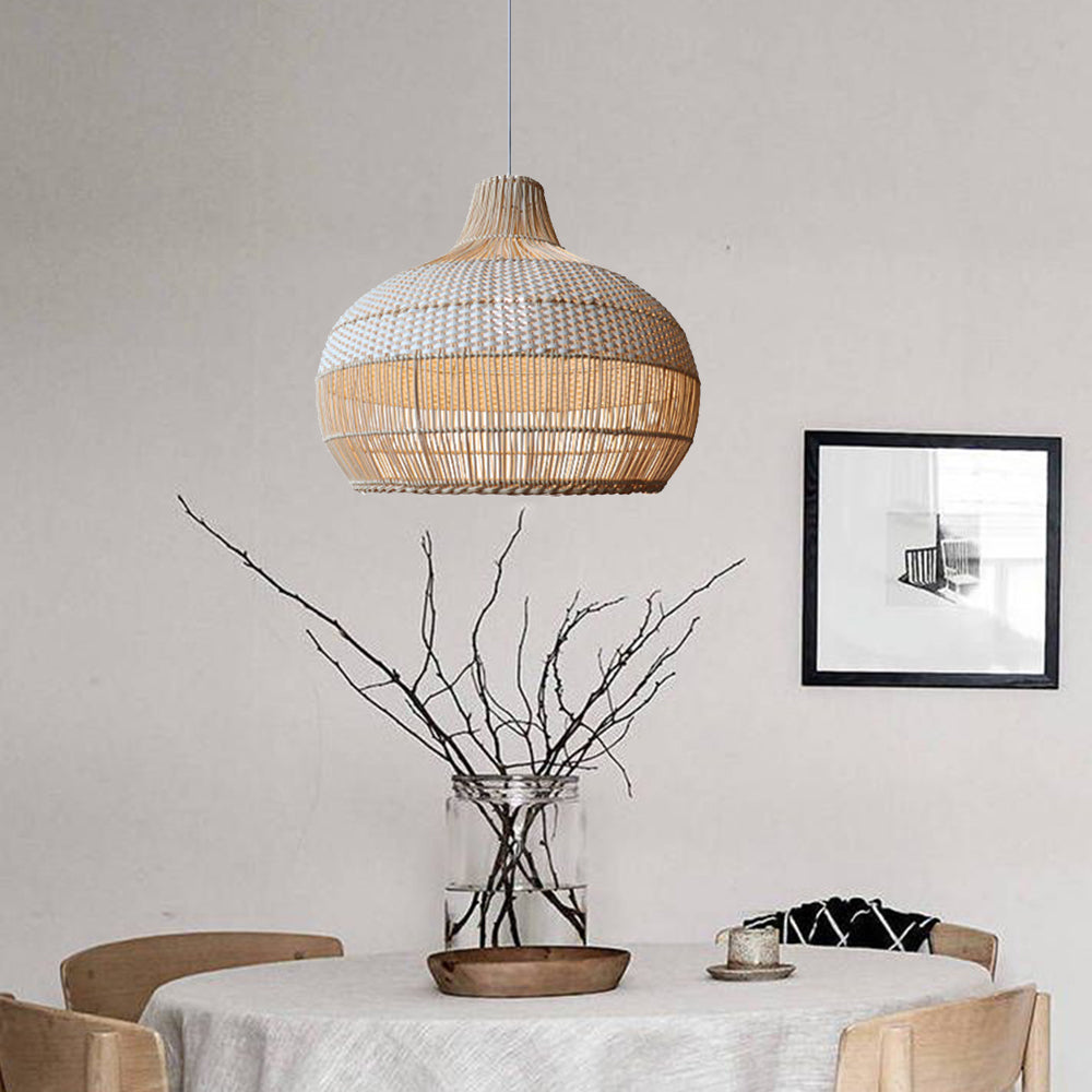 Lampe Suspendue Tressée en Rattan Naturel – Applique de Plafond Élégante et Organique