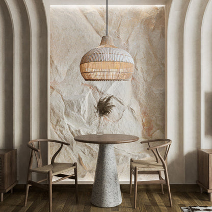 Lampe Suspendue Tressée en Rattan Naturel – Applique de Plafond Élégante et Organique