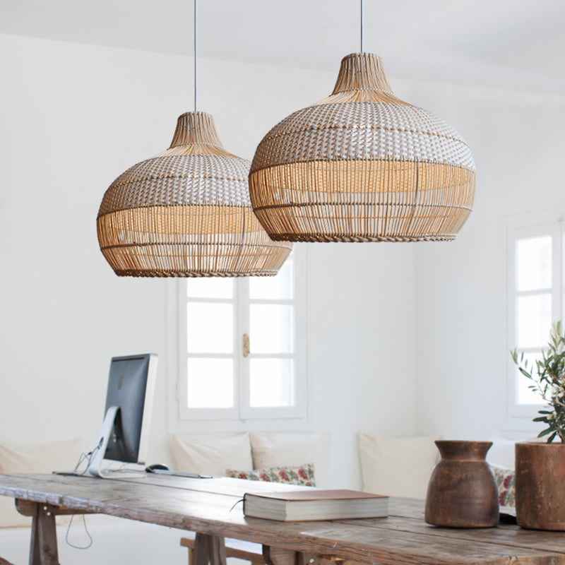 Lampe Suspendue Tressée en Rattan Naturel – Applique de Plafond Élégante et Organique