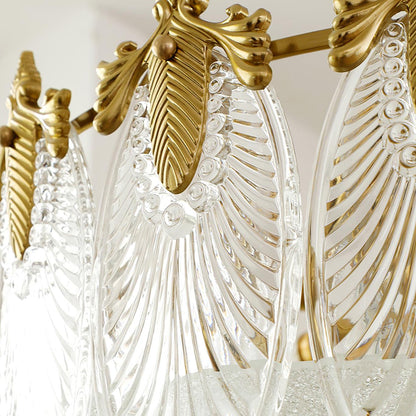 Chandelier Rond en Verre avec Motif Décoratif - Lampe Suspendue Élégante