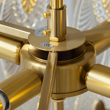 Chandelier Rond en Verre avec Motif Décoratif - Lampe Suspendue Élégante