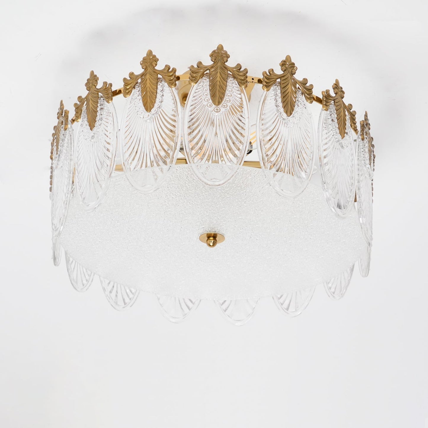 Chandelier Rond en Verre avec Motif Décoratif - Lampe Suspendue Élégante