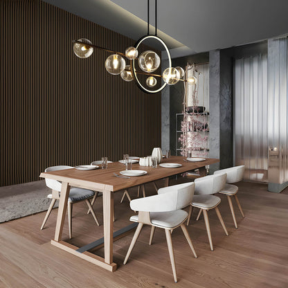 Lampe Design Moderne ELARA – Suspension avec Anneau LED et Boules en Verre