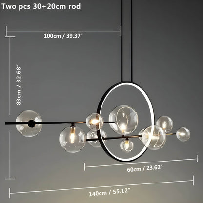 Lampe Design Moderne ELARA – Suspension avec Anneau LED et Boules en Verre