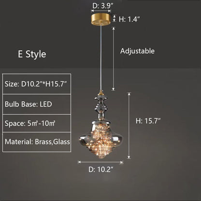Suspension Moderne en Verre et Laiton – Éclairage Élégant pour Salon et Cuisine