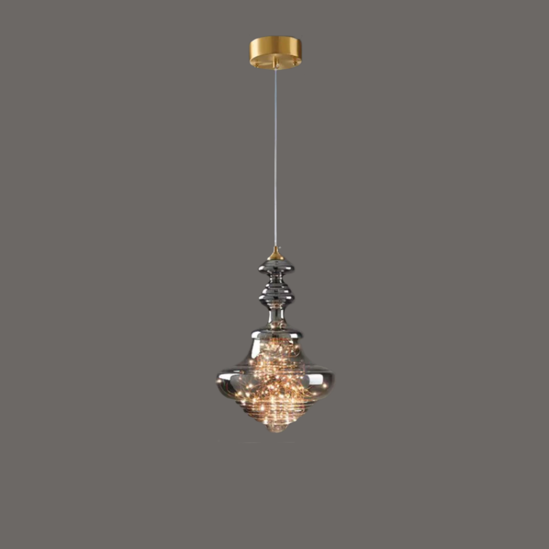 Suspension Moderne en Verre et Laiton – Éclairage Élégant pour Salon et Cuisine