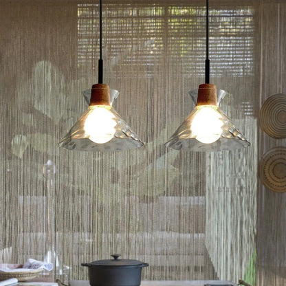 Chandelier Minimaliste Japonais en Fer Forgé avec Verre Tempéré, LED Dimable