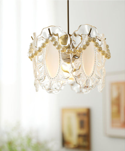 Suspension Luminaire en Verre Floral – Élégant et Raffiné, Design Naturel, LED Compatible