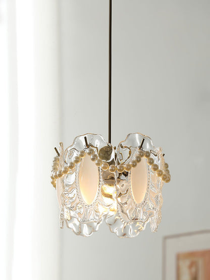 Suspension Luminaire en Verre Floral – Élégant et Raffiné, Design Naturel, LED Compatible