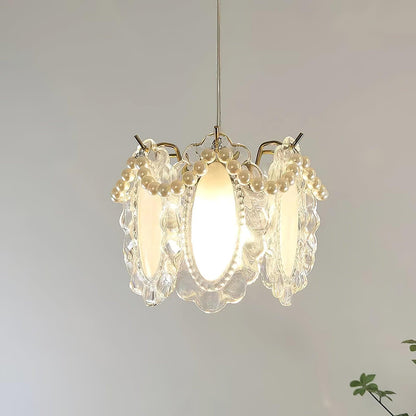 Suspension Luminaire en Verre Floral – Élégant et Raffiné, Design Naturel, LED Compatible