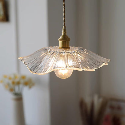 Suspension Flower Glass - Lampe en Verre Transparent, Design Rétro Élégant
